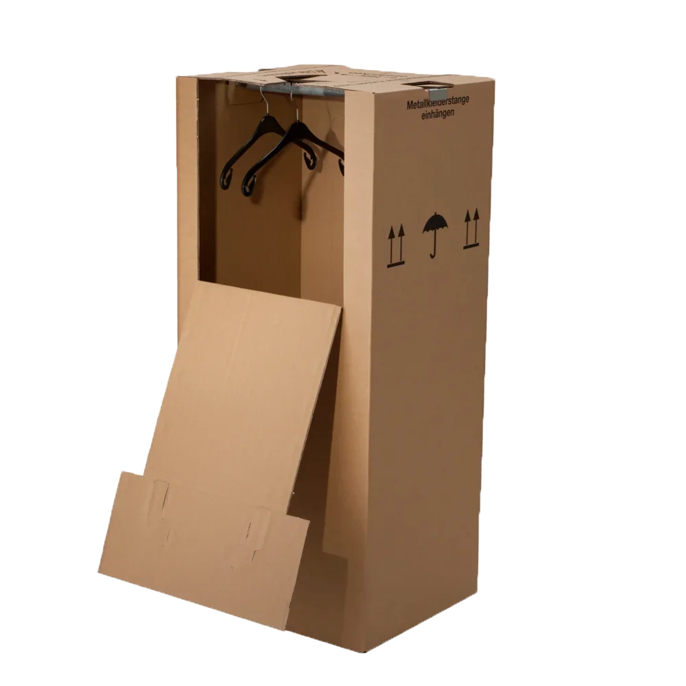 Kleiderbox für Umzüge – stabil mit Metallstange und Aufdruck